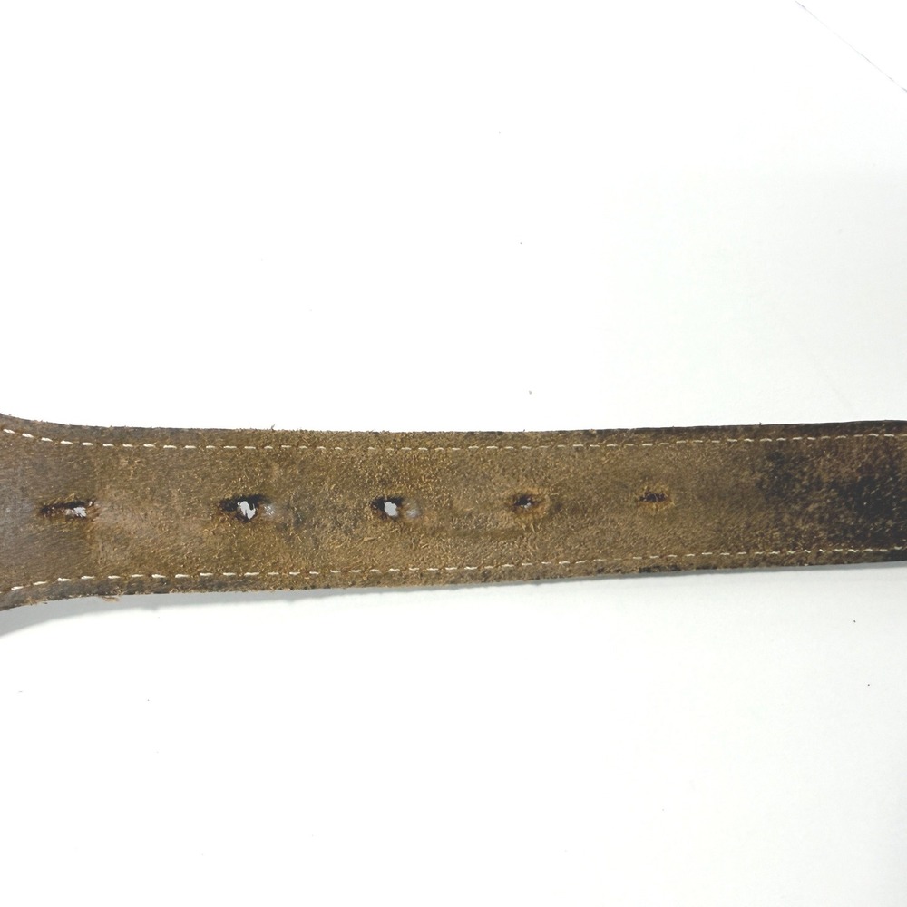 Vintage Nocona Western Oil Tanned Harness Leather Belt Brown Silver Buckle USA - Picture 8 of 12
